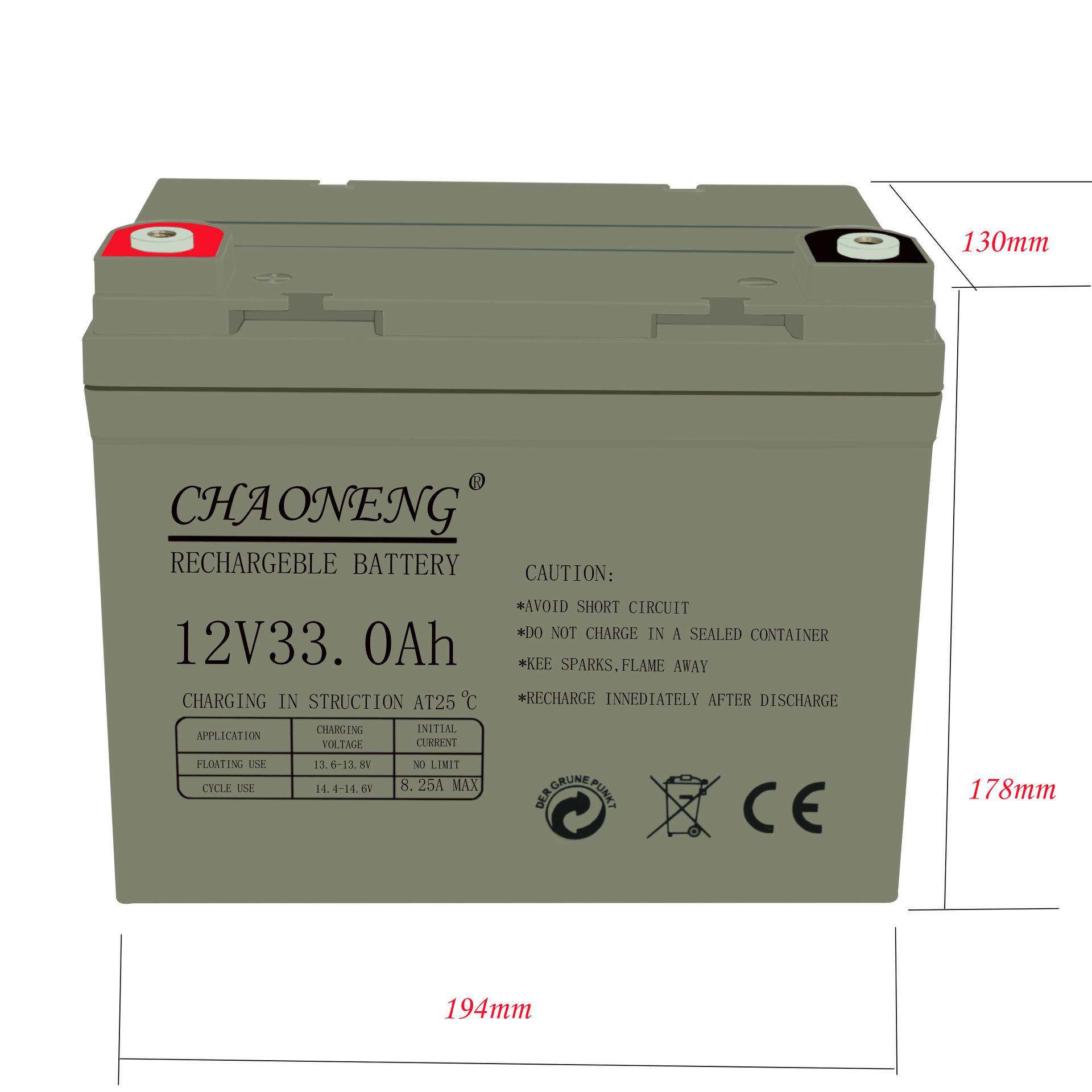 12V33Ah移动拉杆音响太阳能系统直流应急电源蓄电池