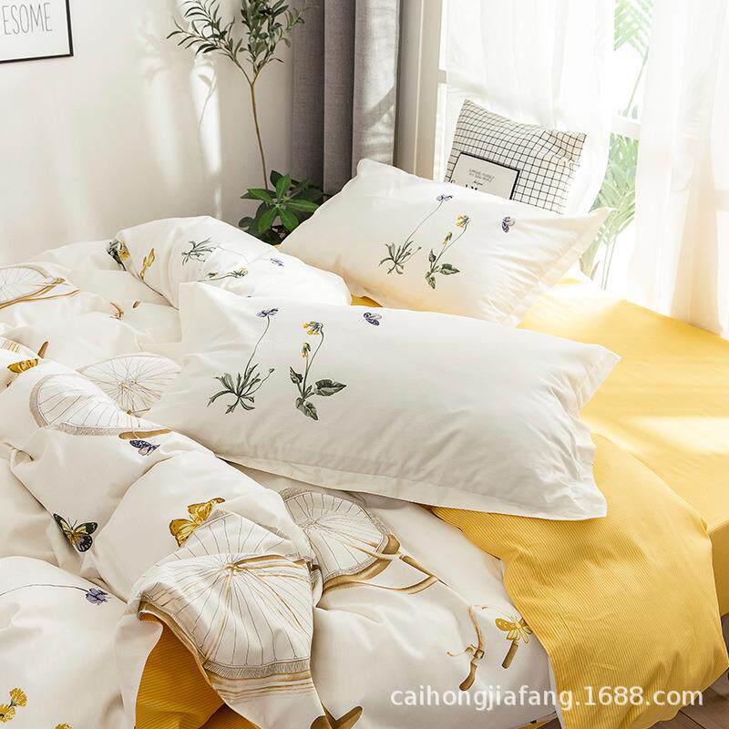 被套纯棉单件单双人轻奢风纯棉四件套学生宿舍三件套全棉被罩