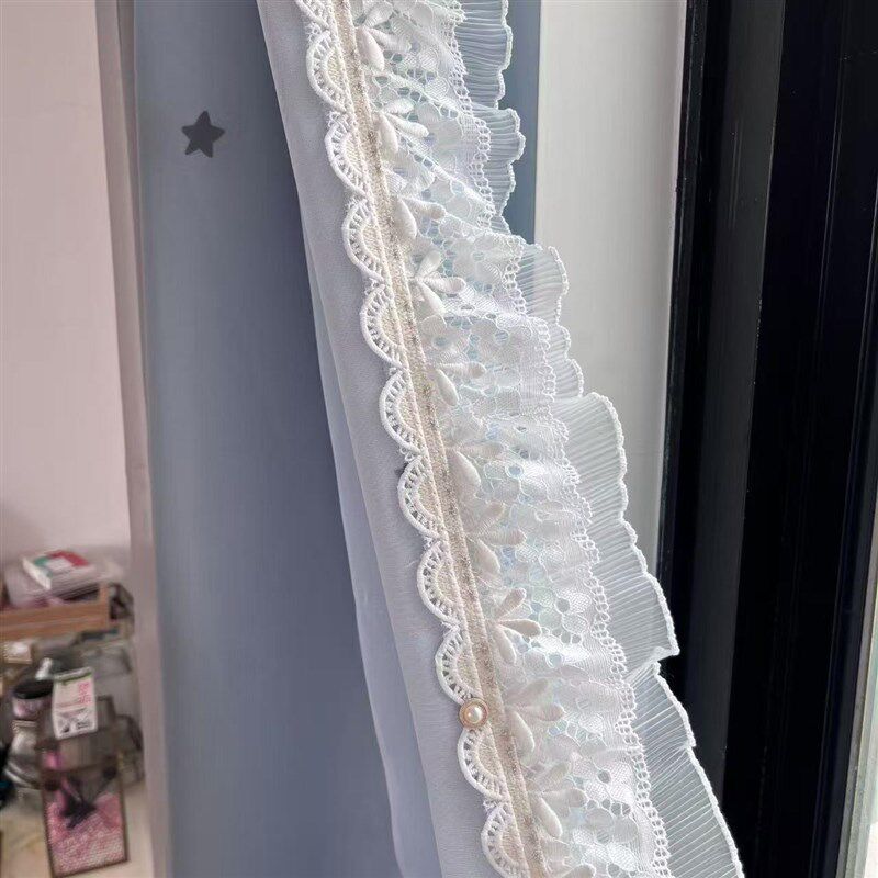 奥薇窗帘花边奶油公主风刺绣蕾丝网纱三层复合卡哇伊立边花边