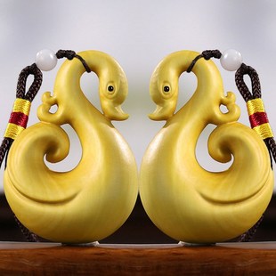 黄杨木雕盘玩文玩手把件中式木质家居汽车装饰挂件天鹅吊坠工艺品