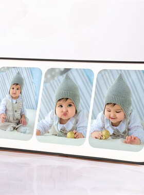 三联照片相片创意摆台相框定制儿童四三宫格高级感影楼冲印铝合金