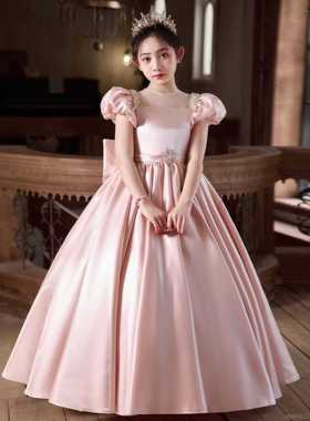 女童出礼UOK服端儿童生日公主裙花童婚礼小女高孩粉主持人色钢琴