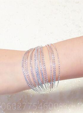 9层2图5纯银多手镯女西宫 银饰开口银手环 星CB016星案日韩风