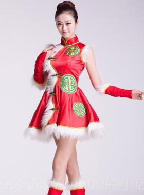 新款开门红喜庆WIF成人女套裙中国娃色演出民族秧歌舞台蹈腰礼鼓