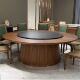 高档新中式 酒大圆桌电动实木餐桌椅带转店盘人岩板1520人店会所厂