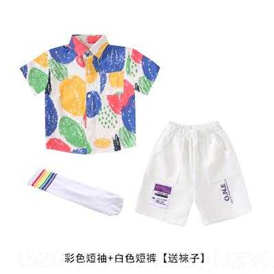 高档庆国儿童啦啦队演出服幼儿园花学衬衫小生运动会风港复古表演