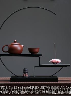 高档家居好物茶博室装饰摆件铁艺古架现简约代公办室茶柜子新中式