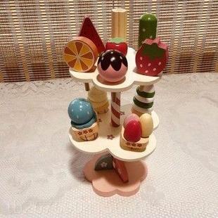 高档糕男女孩家木制仿真冰淇淋甜筒雪玩屋冰激凌车儿童过家具生日
