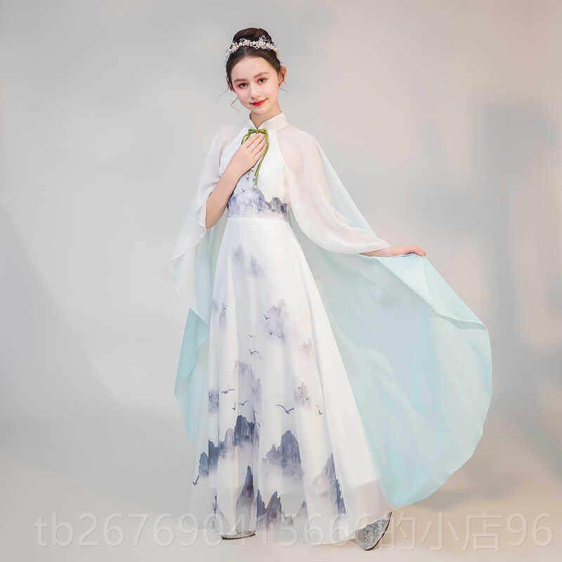 高档童新款汉服女古筝演出服中学生大合唱小中国风演奏朗诵诗比赛,童装/婴儿装/亲子装,儿童演出服,淘宝优惠券,粉丝福利购,淘宝优惠卷