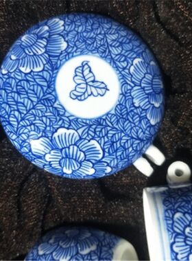绣眼鸟食罐 鸟用具 陶瓷柳莺鸟缸 鸟碗 景德镇青花手绘千叶图鸟杯