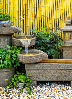 田园石磨石臼庭院花园阳台装饰灯塔鱼缸假山造景循环流水落地摆件