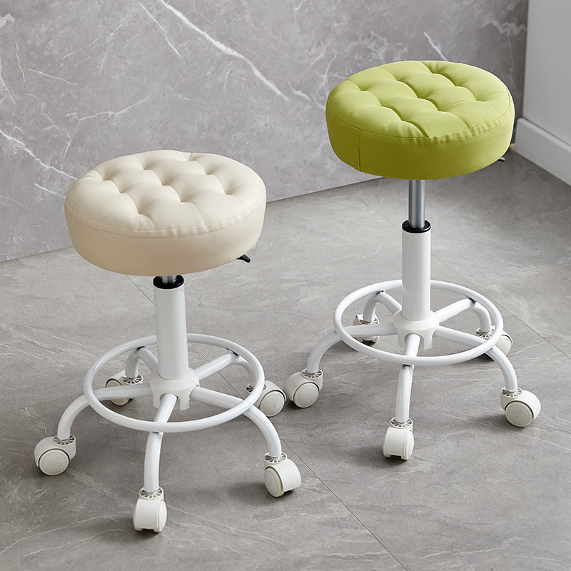 滑轮美发美甲理发店家用圆椅子美容院专用凳子旋转升降靠背大工椅