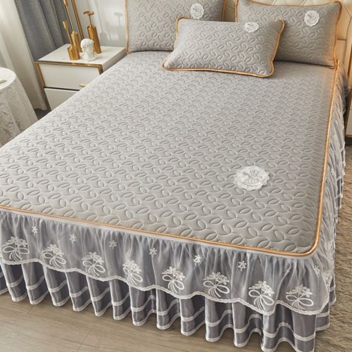 纯色加厚可拆卸乳胶床笠式床裙款凉席三件套夏季凉感丝空调软蓆子