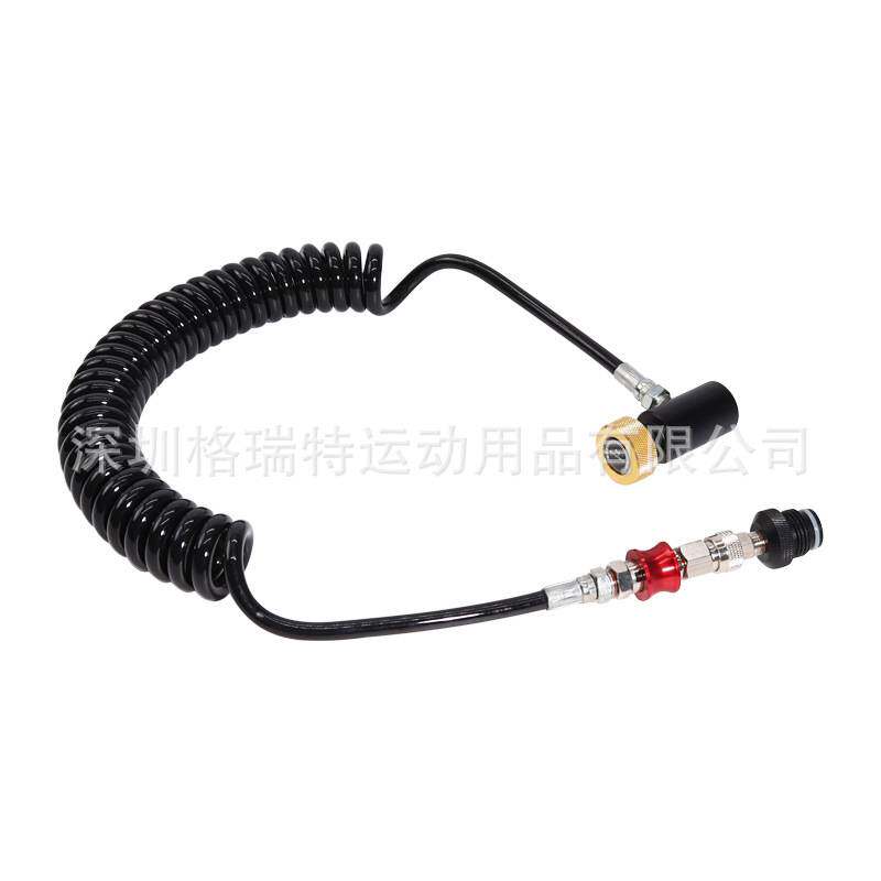 G1/2-14螺纹远程螺旋线圈软管带开关黑色\红色CO2连接软管