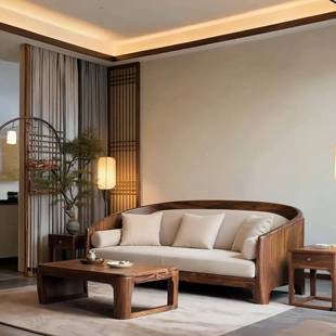 ?新中北黑胡桃木沙发组合宋氏美美式25-08-30大平层客厅家学用原