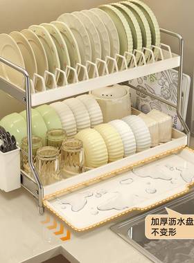 碗碟收纳架沥碗水盒SWK盘厨房置物架家用放筷子台面装餐具滤架水