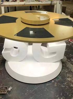 展创意发光圆形展技柜产品展示感台科展览柜展厅DSAF展台异形旋转