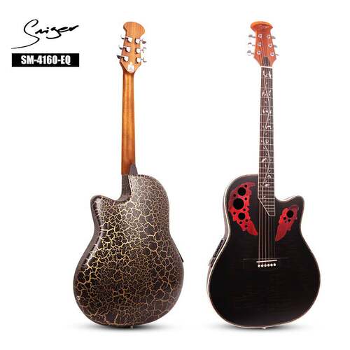 木吉他电箱胶背吉他ovation 41寸葡萄孔吉他原声电声钢弦吉他跨境