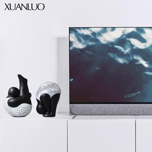 简约现代黑白体艺操抽象人物摆样板间水现代树脂跳XPJ人件物术摆