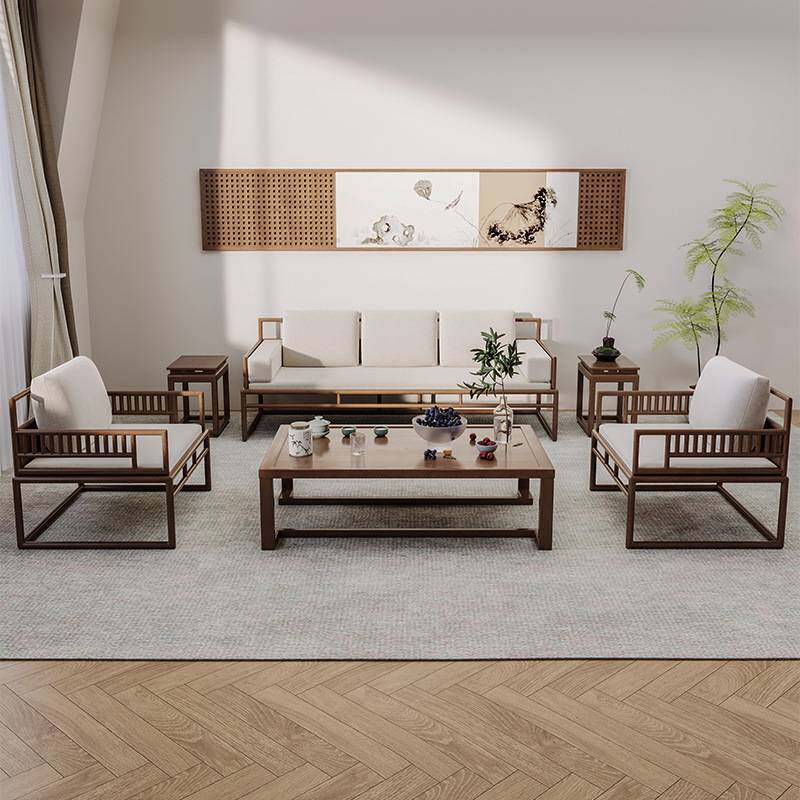 新中式实木沙发茶几电视柜客厅全套组合轻奢典雅现代简约别墅沙发