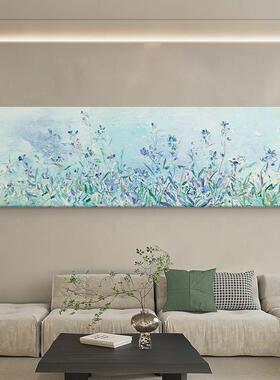 蓝顺丰色卧室床油ASA头花卉纯手绘画小众艺术装饰画客厅横版肌成