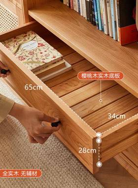 源头厂家直销全实木书矮柜EQX桃木客厅物收纳柜玻璃樱门储积木组