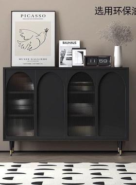 Y曗1现代简餐柜黑色储物柜置物边柜客厅茶水酒柜玄关柜宅约FLZ寂