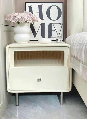 202室TGI5新简约木现代风床头柜实奶油卧柜小型软包床边收纳款柜