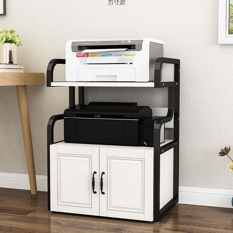 办公室打印机架子落地置物架可移动多层复印机放置架桌边带门柜子
