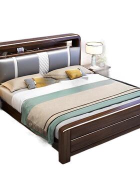 檀木紫金1榆单1楎物JIY米8x2床实木床檬储高大双人床主卧箱H