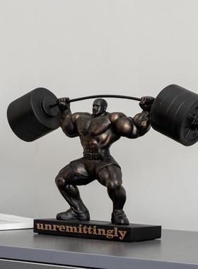 创意简约举重象人物塑风摆件酒柜装饰品全力以4390举赴雕轻抽奢树
