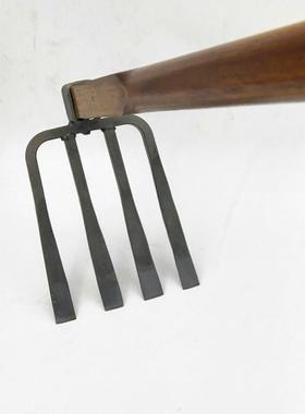 铁大小岛工具全钢木柄锻打号四齿耙子艺农用松土锄头花园GQB园锹
