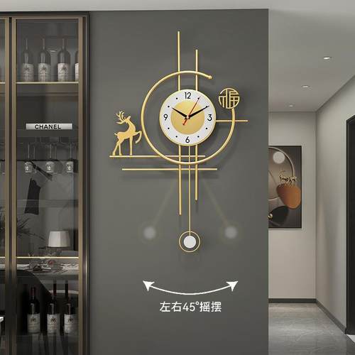 创意网红客厅挂钟225新款现代简大气钟表高时档时约尚装饰挂EFJ墙