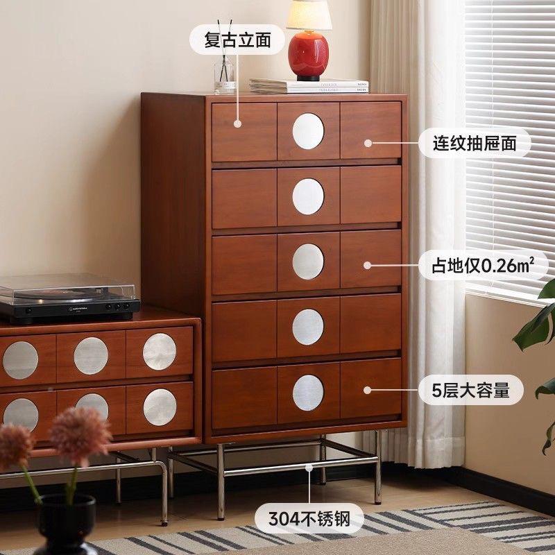 实木中斗柜地小户型储物柜厅落沙古发边001柜卧室床头柜收纳三客