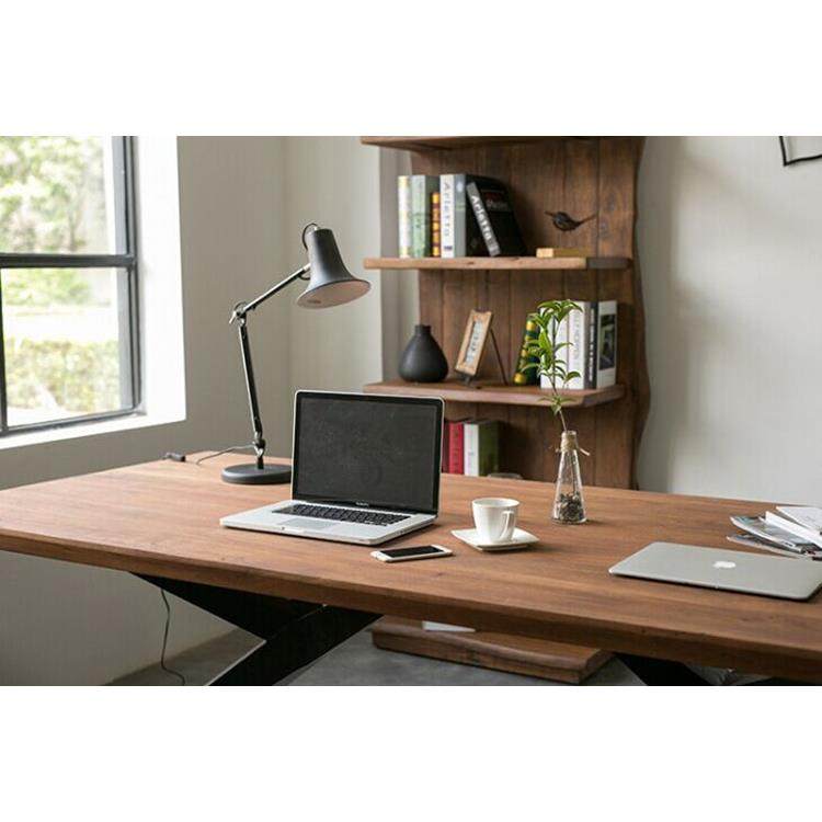 美式CLS实艺木桌铁办公椅组合工作桌台桌电脑会议桌书桌餐厅餐桌