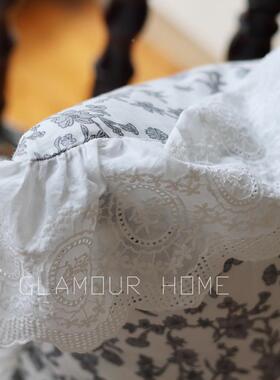 法式田复古花荷叶边抱枕园风沙绣发客厅卧室餐椅腰YAX枕套碎可拆