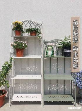 欧式铁可折叠多物层阳台艺花架室GQM内复古置作旧多肉落地式花架