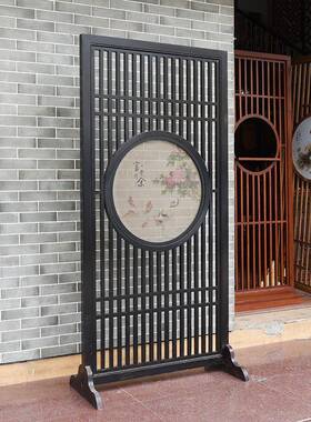 玄关隔断折叠风古HEO新中式家用木质隔花格遮挡仿门窗镂空移屏动