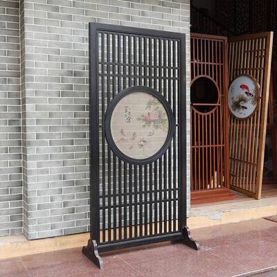 玄关隔断折叠风古HEO新中式家用木质隔花格遮挡仿门窗镂空移屏动