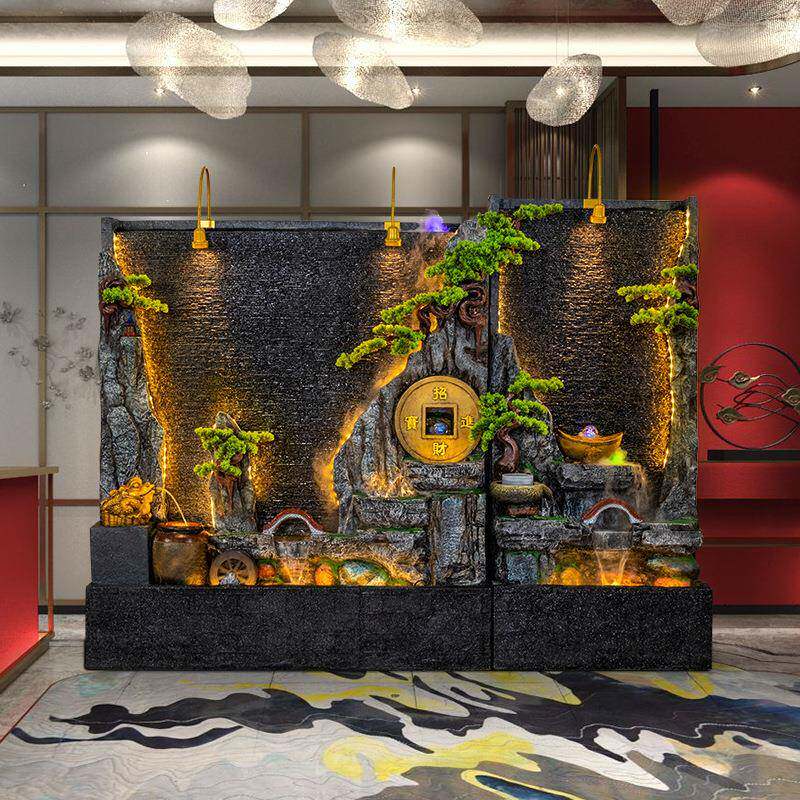 水幕墙墙假山流水喷水水景泉2198招财摆件庭院景观装饰鱼池布置山