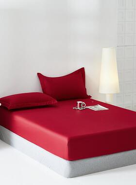 m高端纯棉床笠单件全棉床垫床保套护床单床罩HGI加高5m1.c5c红色