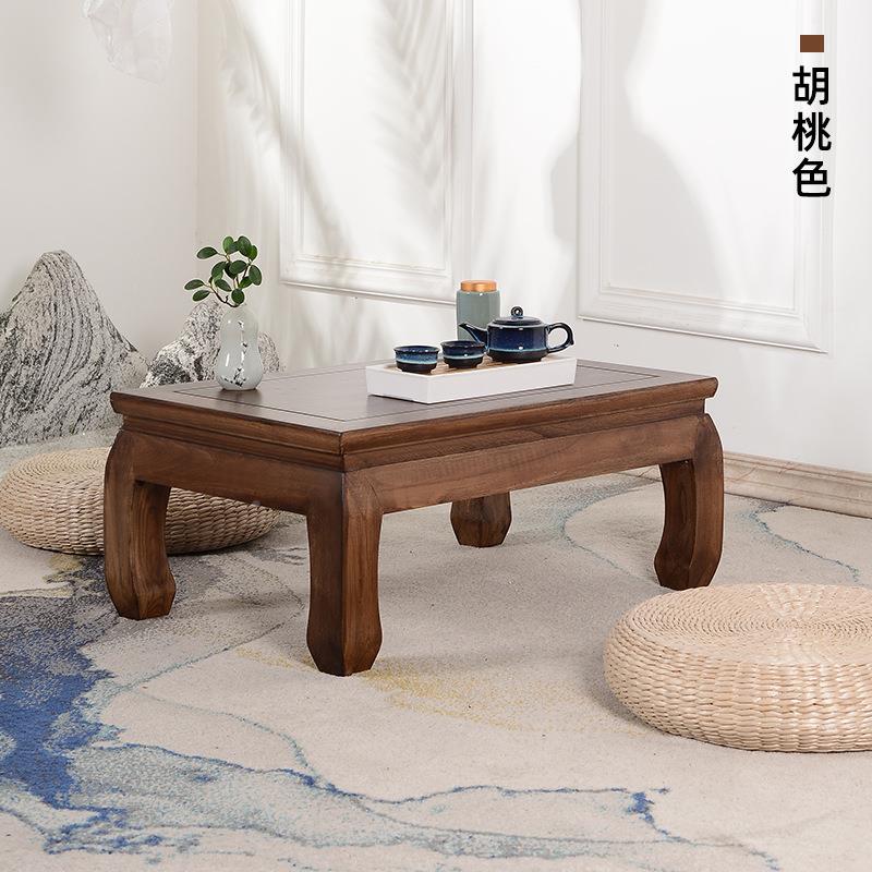 全实木炕老榆飘木桌免漆烫蜡炕几桌茶桌榻榻矮米中ZSE式窗桌吃饭