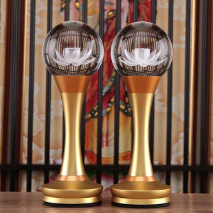 莲花灯佛前的用品水晶荷花供灯插电可充电电池家用七彩菩萨观音灯