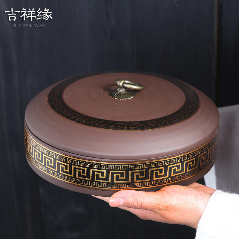 紫砂茶叶罐大号码陶瓷醒存茶罐白茶357克普洱茶饼罐茶叶包装茶盒