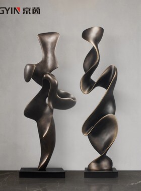 抽象雕塑艺术品现代样板房酒店别墅楼梯转角落地装饰大好河山摆件