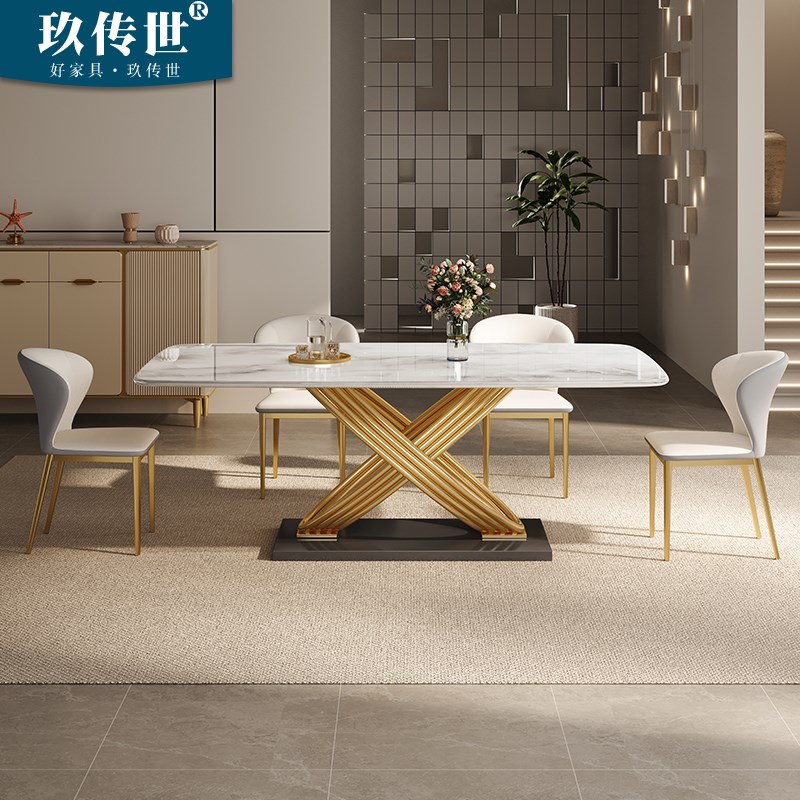 微晶石餐桌超晶石大理石家用长方形餐厅饭桌岩板奢石吃饭方桌子