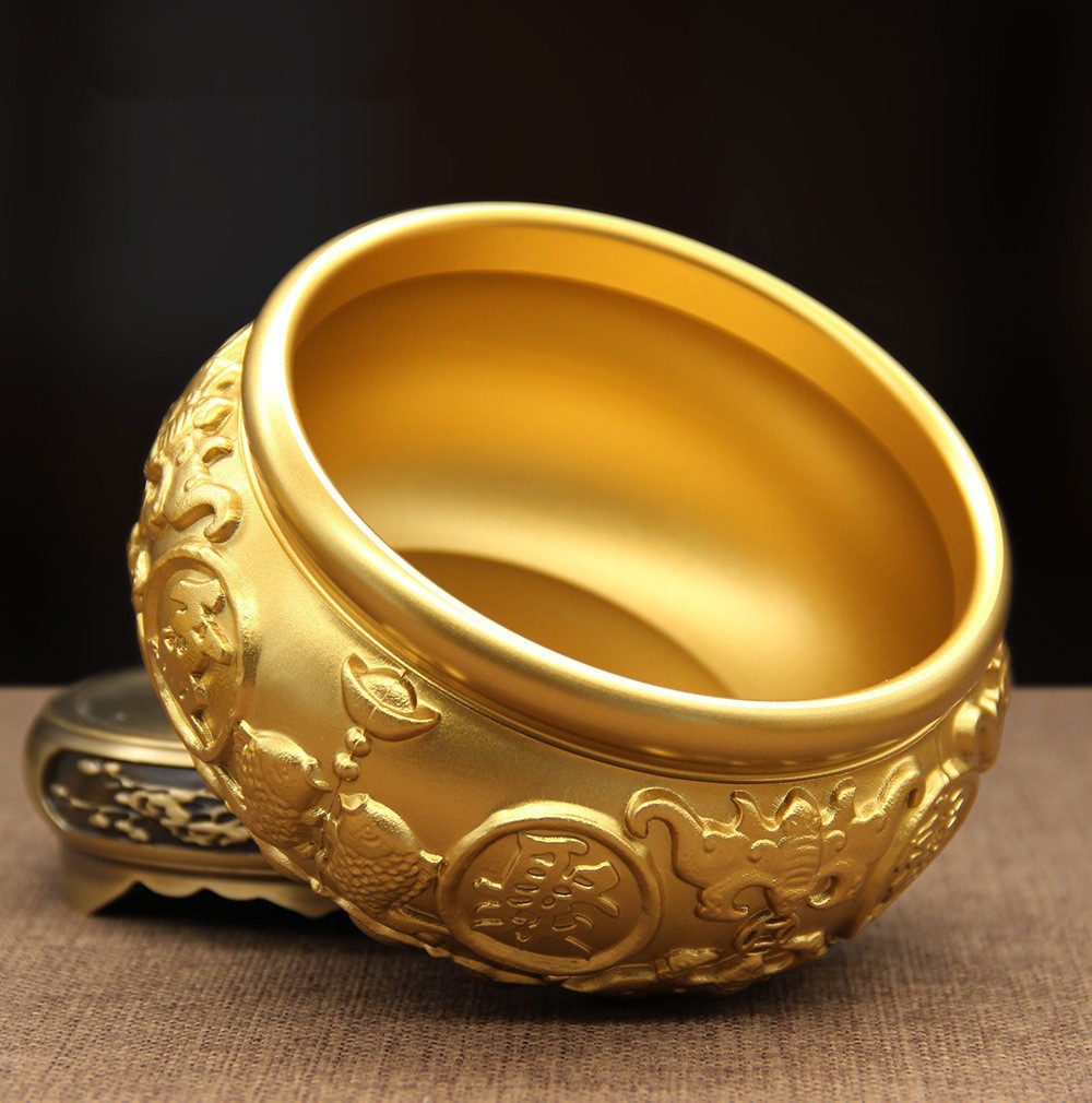 黄铜聚宝盆摆件高档客厅乔迁装饰品办公室招财店铺公司开业礼品