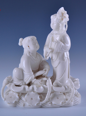 和合二仙摆件神像姻缘陶瓷家居客厅婚房婚姻结婚礼品增旺夫妻运