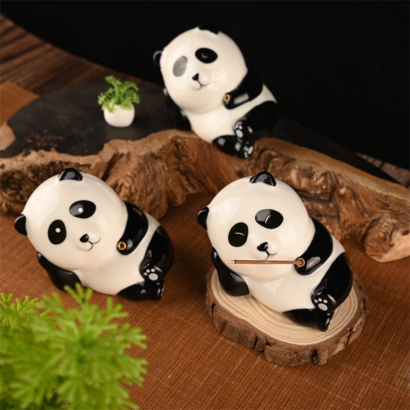 陶瓷家用室内线香插可爱熊猫摆件香薰炉茶宠茶玩客厅桌面书桌饰品,家居饰品,香托/香盘/香座/香插,淘宝优惠券,粉丝福利购,淘宝优惠卷