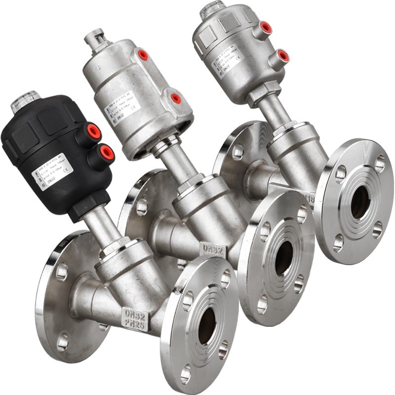 新品30不锈钢气动角座塑料头法兰气控DN152032